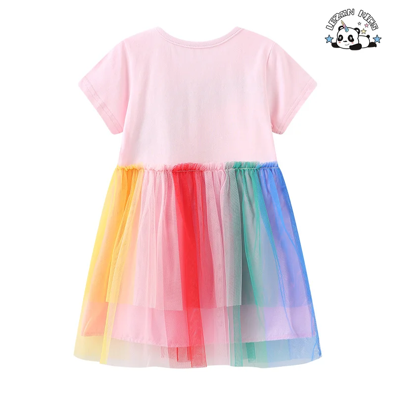 LEZONKIDS - Vestido de malha de algodão com estampa de desenho animado para meninas